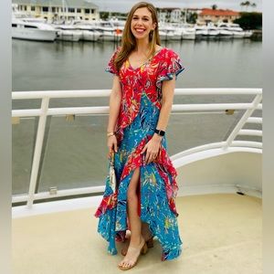 Tanya taylor maxi dress with slit size 2; worn once